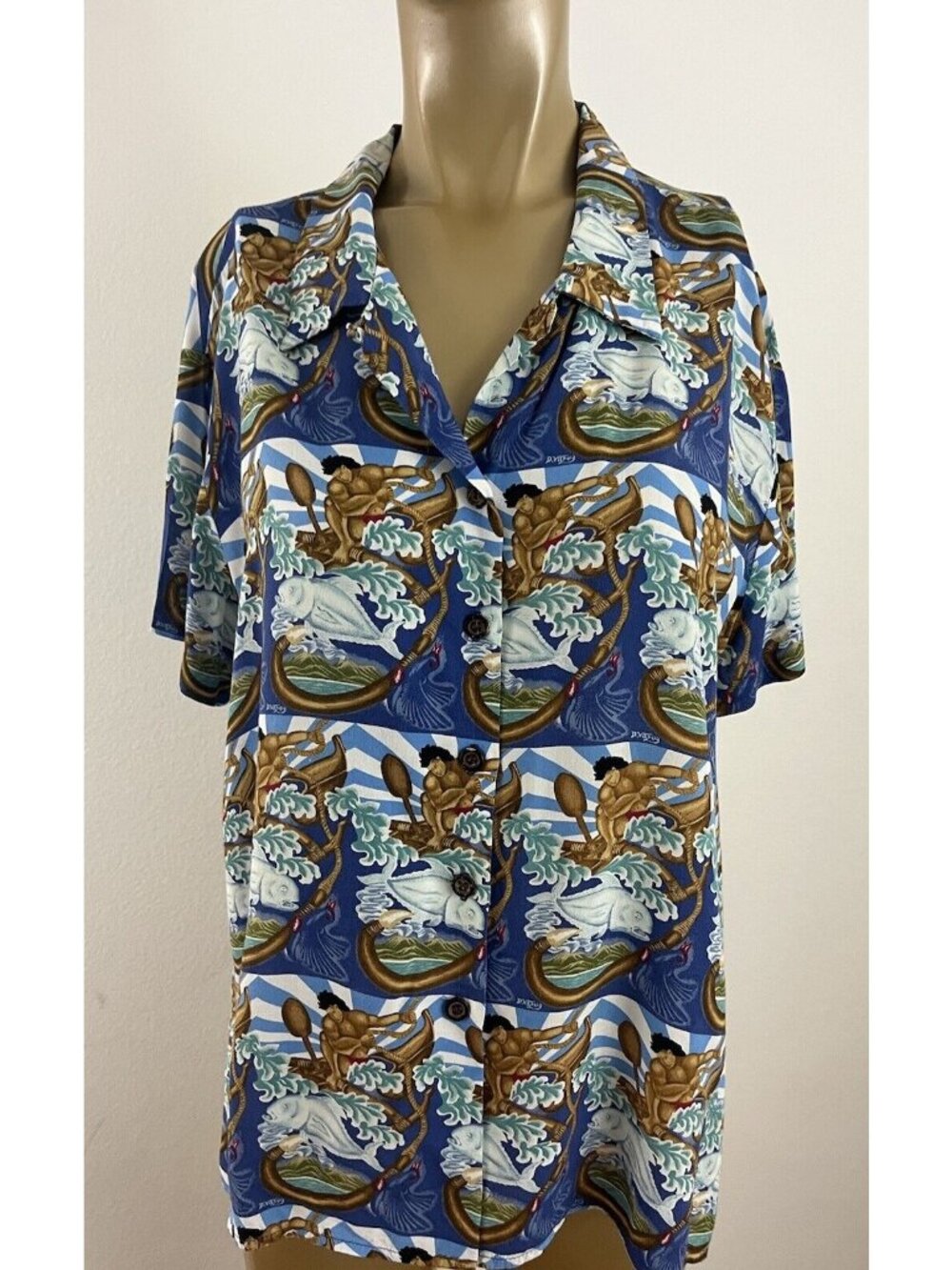Vintage Detrich Varez Reyn Spooner Women's M Rayon Shirt Top Maui Hawaiian